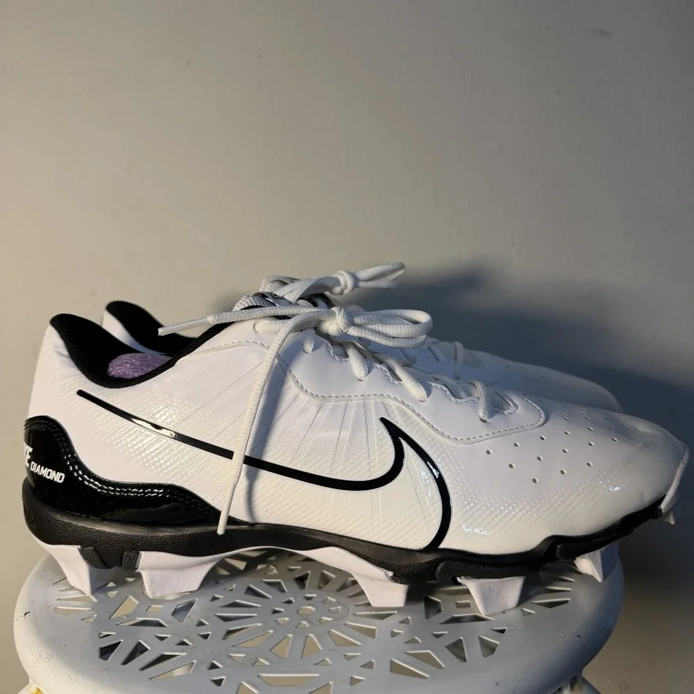 Nike Alpha Huarache 4 Keystone Baseball Cleats White Black Diamond Men's Sz 12